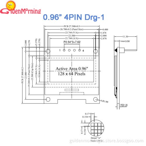 0.96" OLED Display moudle I2C IIC interface with Driver IC SSD1306